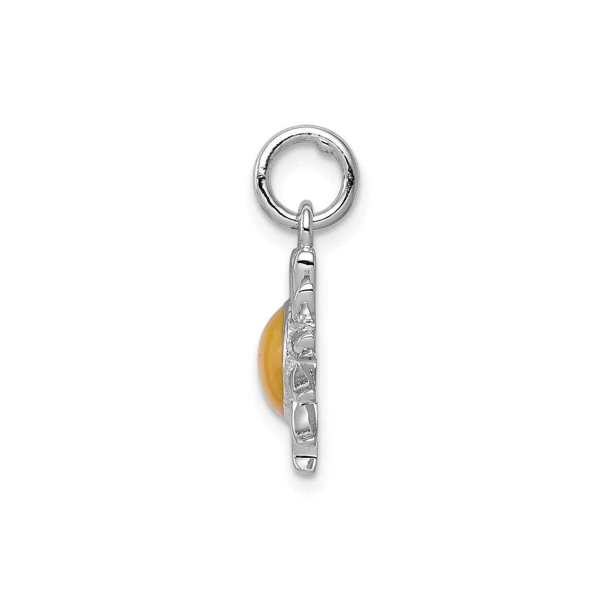 Sterling Silver Sun Pendant with Polished Yellow Center, Radiant Sunburst Design, Boho Celestial Jewelry