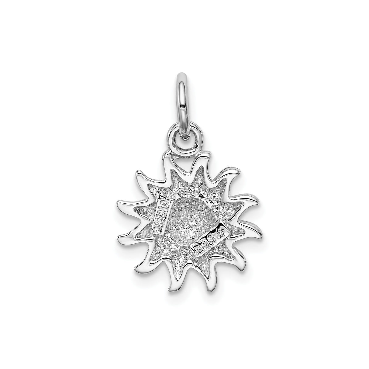 Sterling Silver Sun Pendant with Polished Yellow Center, Radiant Sunburst Design, Boho Celestial Jewelry