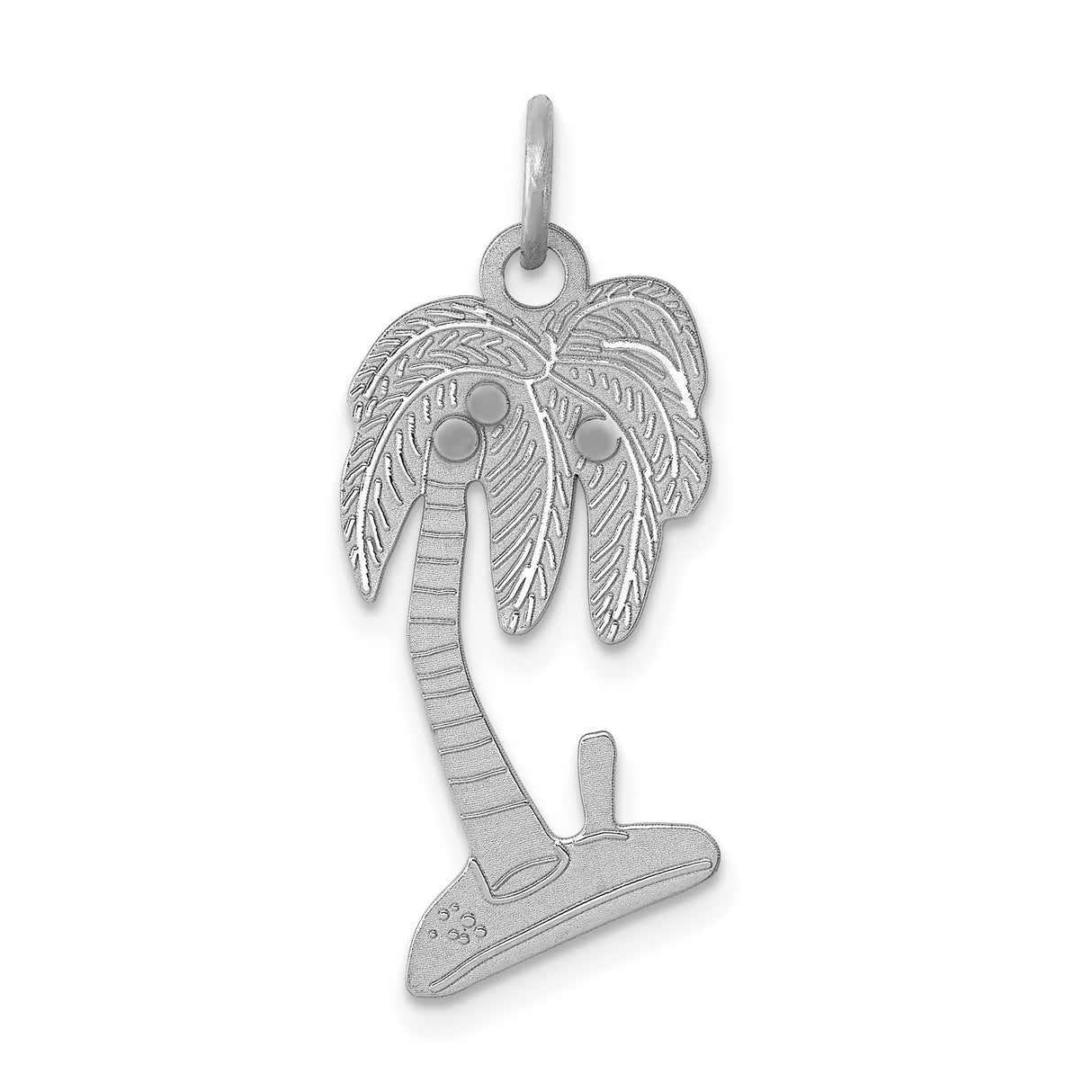 Sterling Silver Palm Tree Pendant with Coconut Detail, Tropical Beach Charm