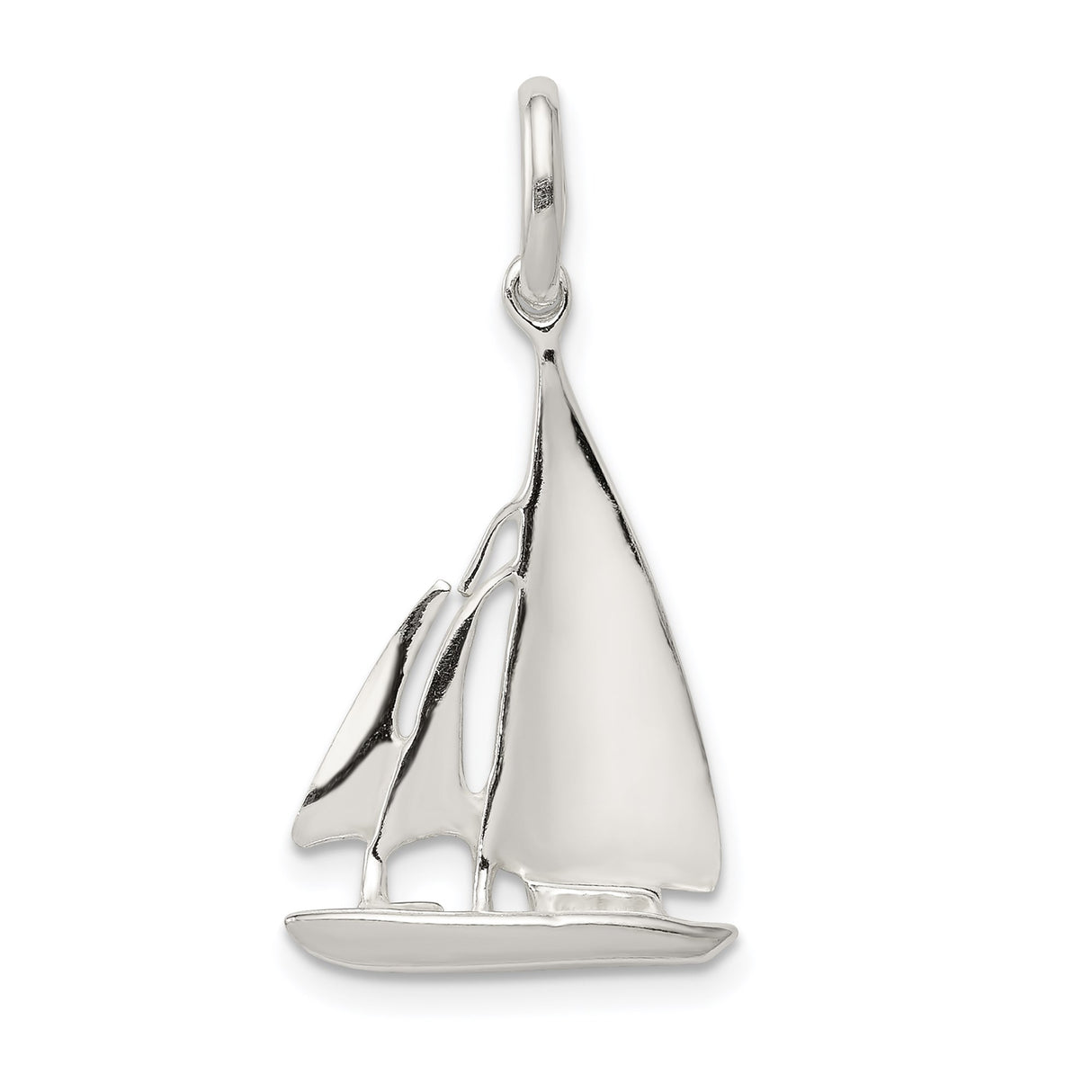Sterling Silver Sailboat Pendant with Cutout Yacht Design, Nautical Theme for Women or Unisex