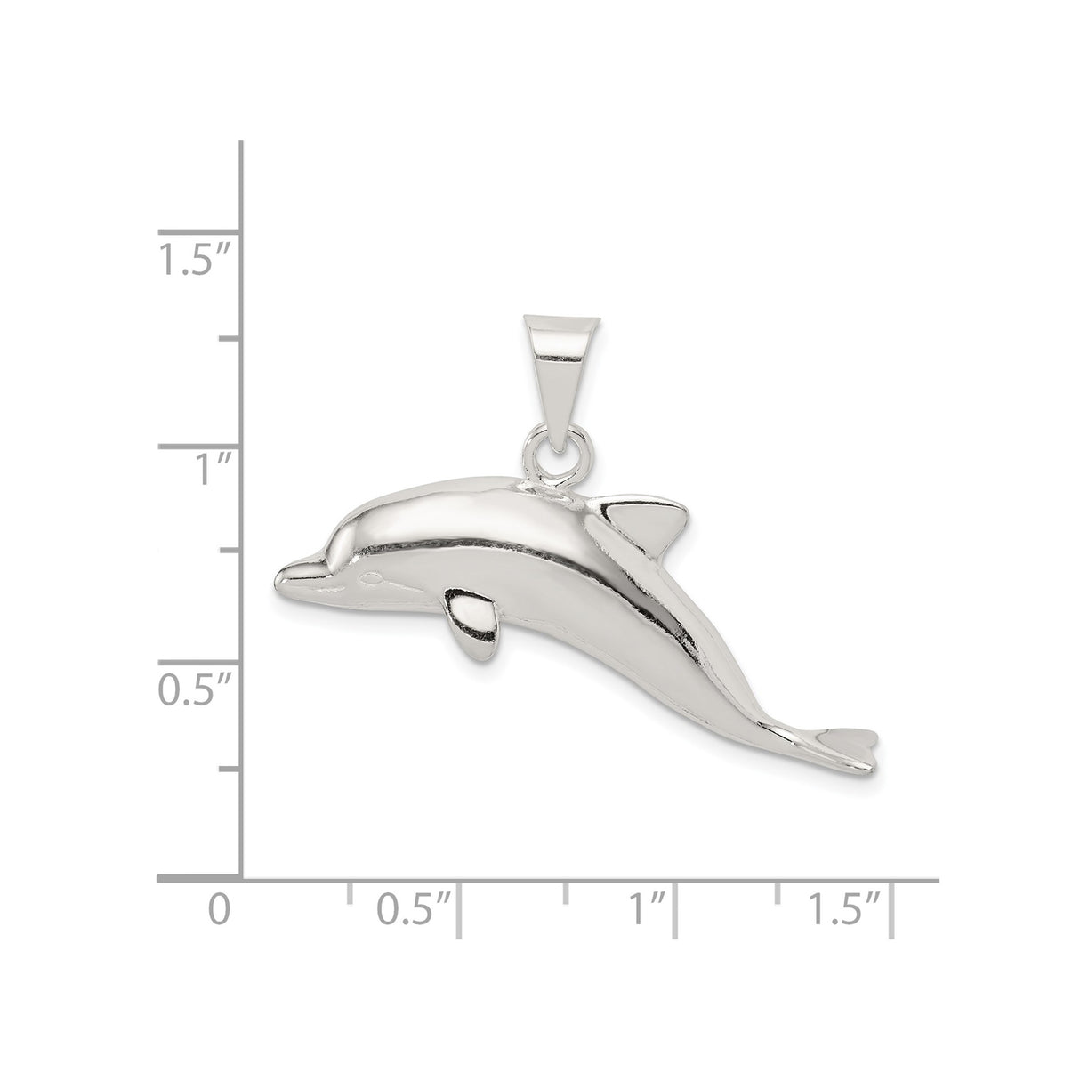 Sterling Silver Dolphin Pendant, Sleek Polished Ocean Animal Charm for Women and Unisex Wear