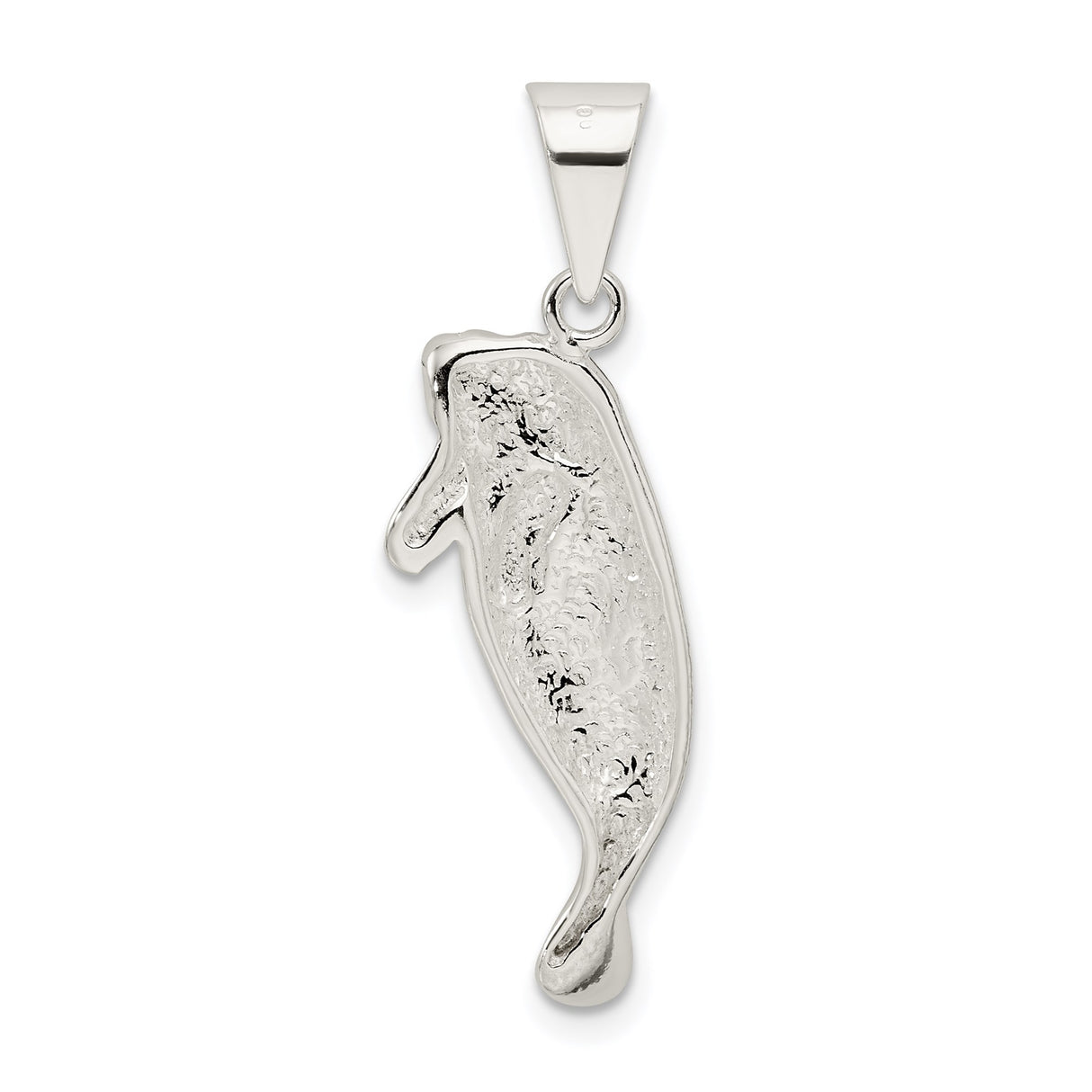 Sterling Silver Manatee Pendant with Detailed Sea Cow Design, Nautical Ocean Charm