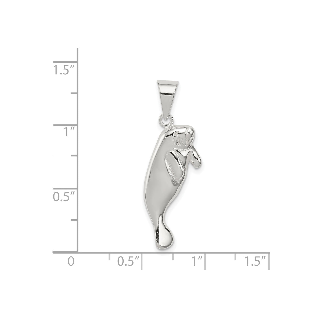 Sterling Silver Manatee Pendant with Detailed Sea Cow Design, Nautical Ocean Charm