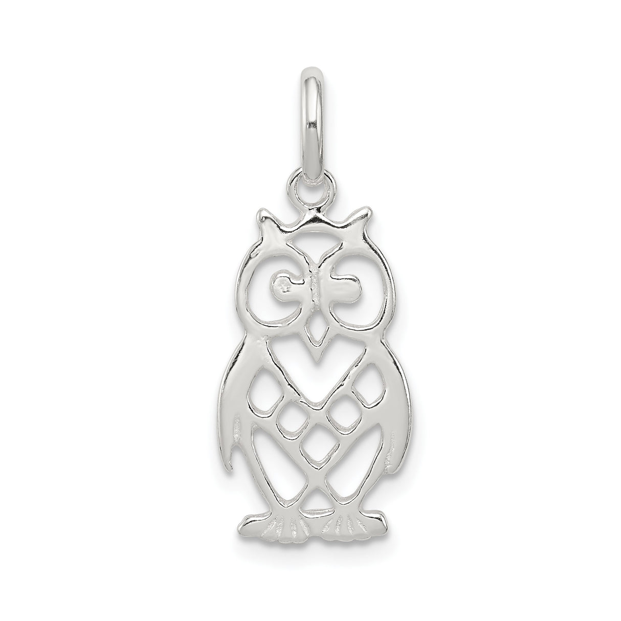 Sterling Silver Owl Pendant with Openwork Design, Nature-Inspired Animal Jewelry for Women or Unisex