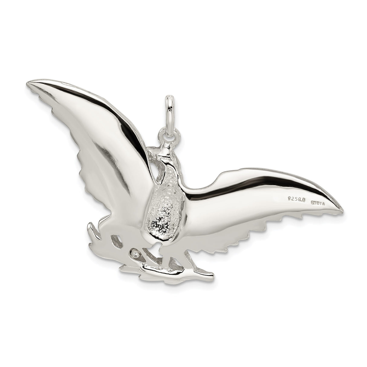Sterling Silver Eagle Pendant with Outstretched Wings, Patriotic Wildlife Charm for Men