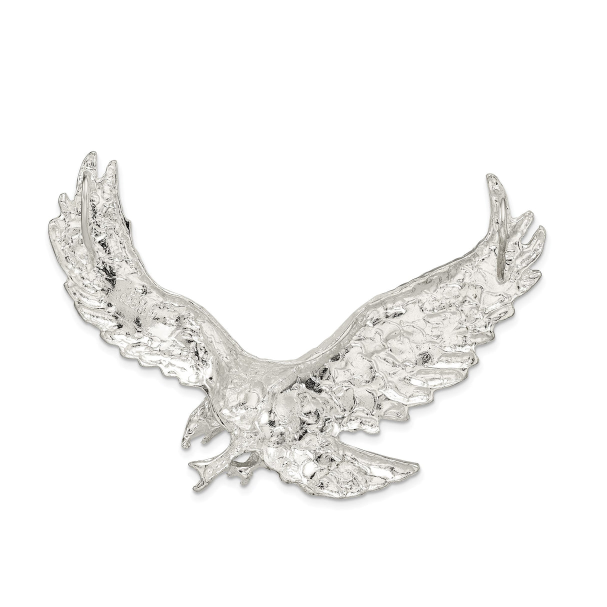 Sterling Silver Eagle Pendant with Outstretched Wings, Patriotic Biker Style for Men
