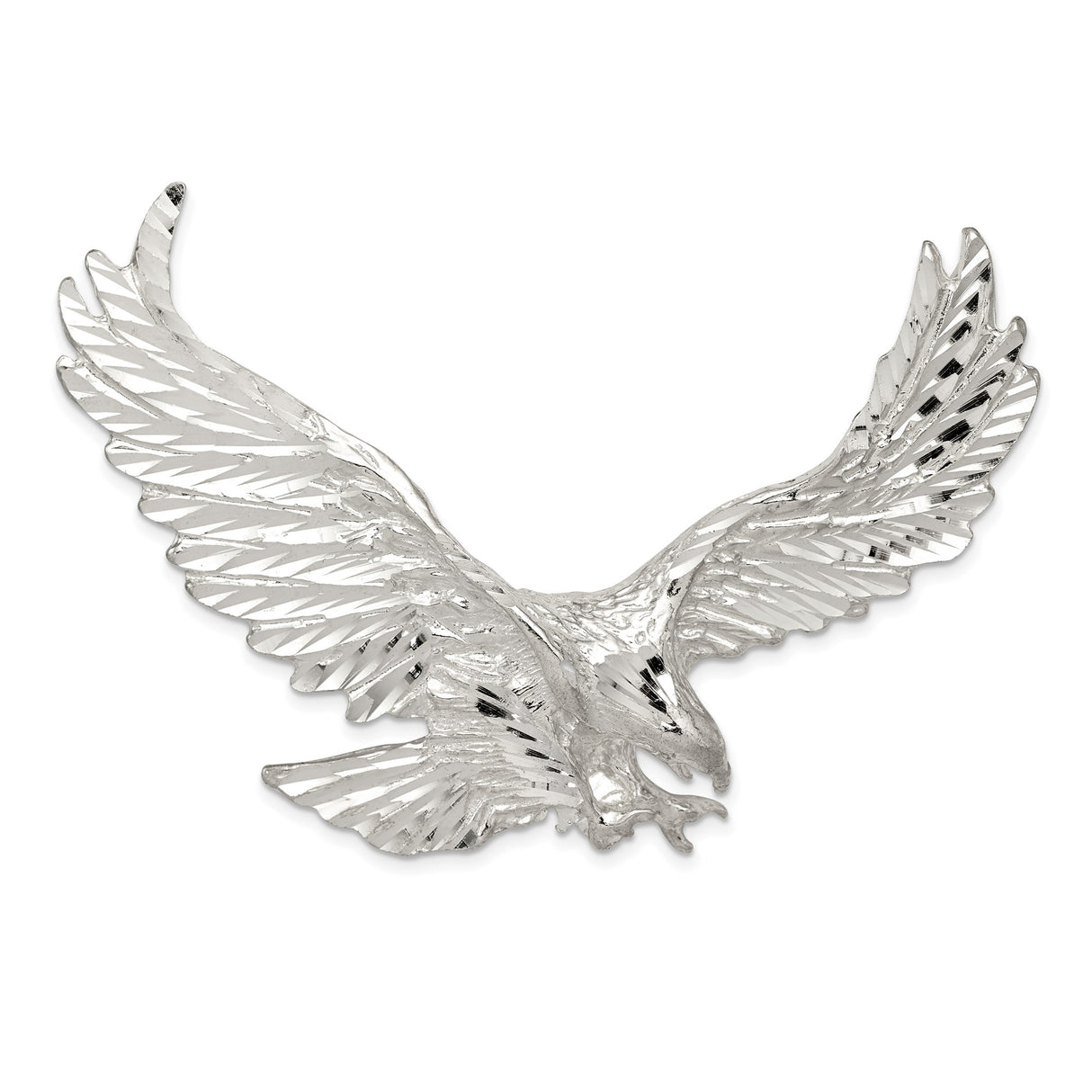 Sterling Silver Eagle Pendant with Outstretched Wings, Patriotic Biker Style for Men