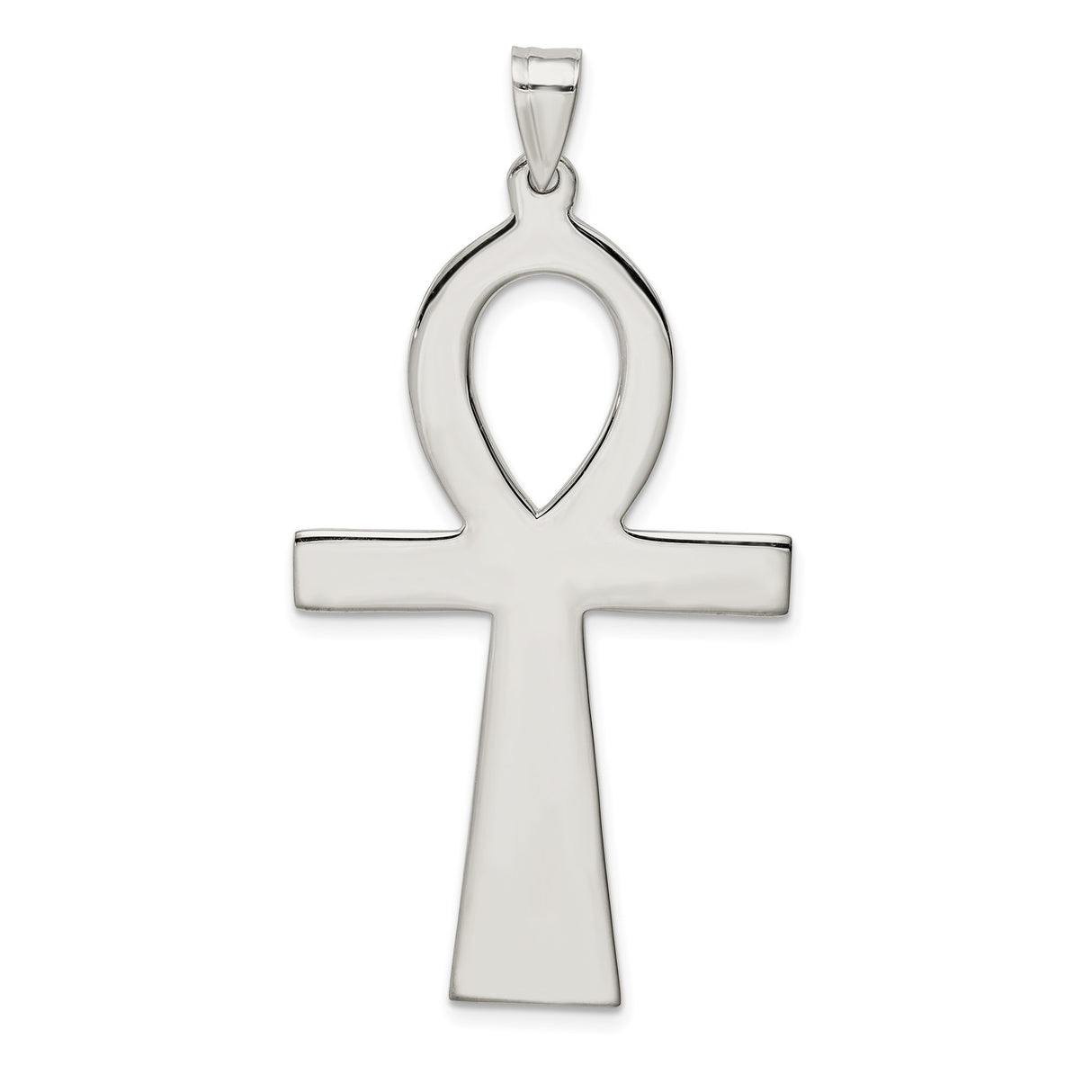 Sterling Silver Cross Pendant with Polished Ankh Design, Unisex Cultural Jewelry