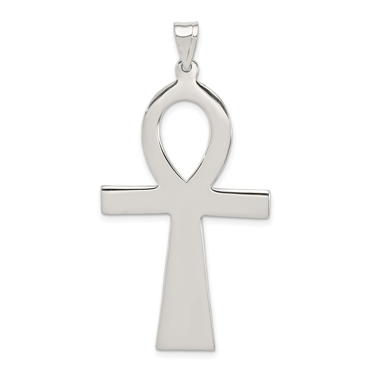 Sterling Silver Cross Pendant with Polished Ankh Design, Unisex Cultural Jewelry