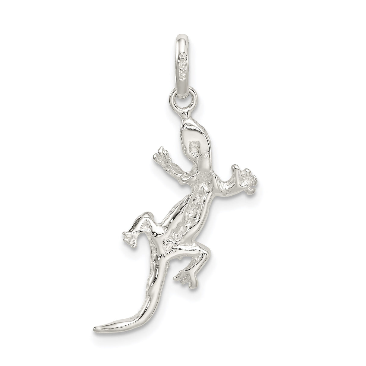 Sterling Silver Gecko Lizard Pendant Charm, Textured Reptile Jewelry, Adaptability and Transformation Theme