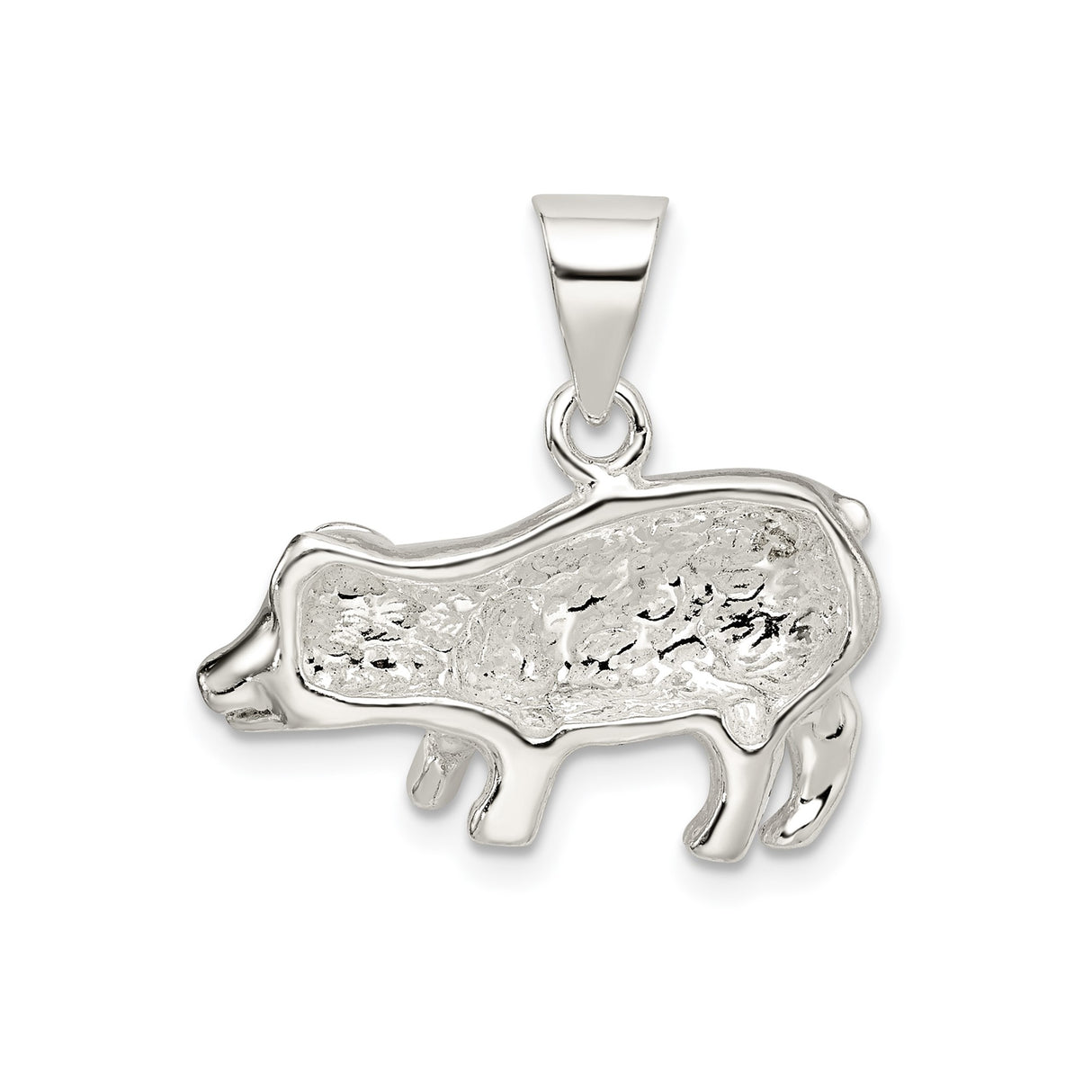 Sterling Silver Pig Pendant, 3D Animal Charm Symbolizing Prosperity and Chinese Zodiac Boar