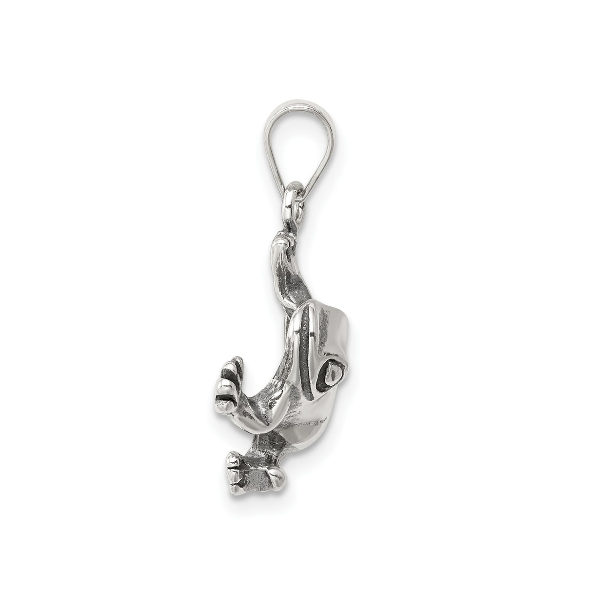 Sterling Silver Frog Pendant with Climbing Frog Design, Symbol of Transformation and Luck