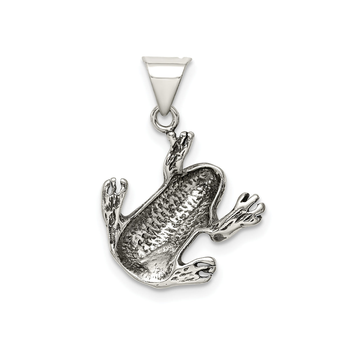 Sterling Silver Frog Pendant with Climbing Frog Design, Symbol of Transformation and Luck