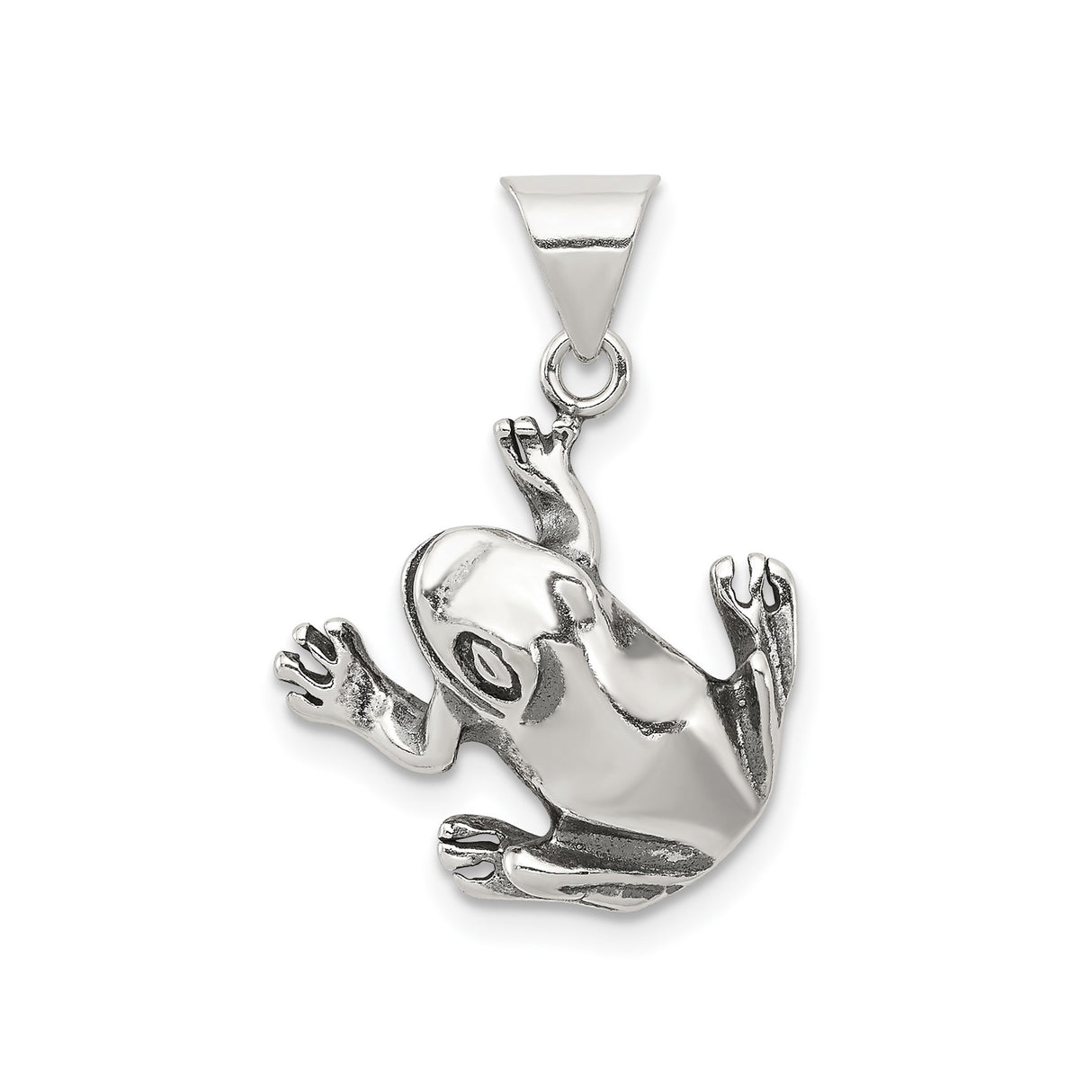 Sterling Silver Frog Pendant with Climbing Frog Design, Symbol of Transformation and Luck