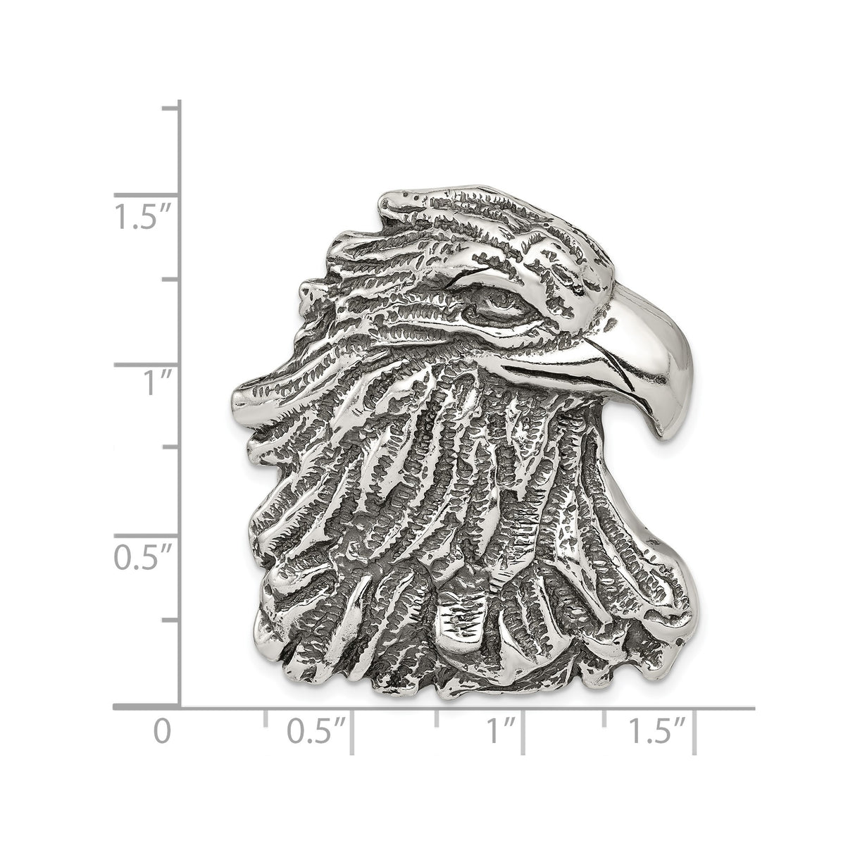 Sterling Silver Eagle Head Pendant, Textured Feather Design, Wildlife Theme for Men or Unisex