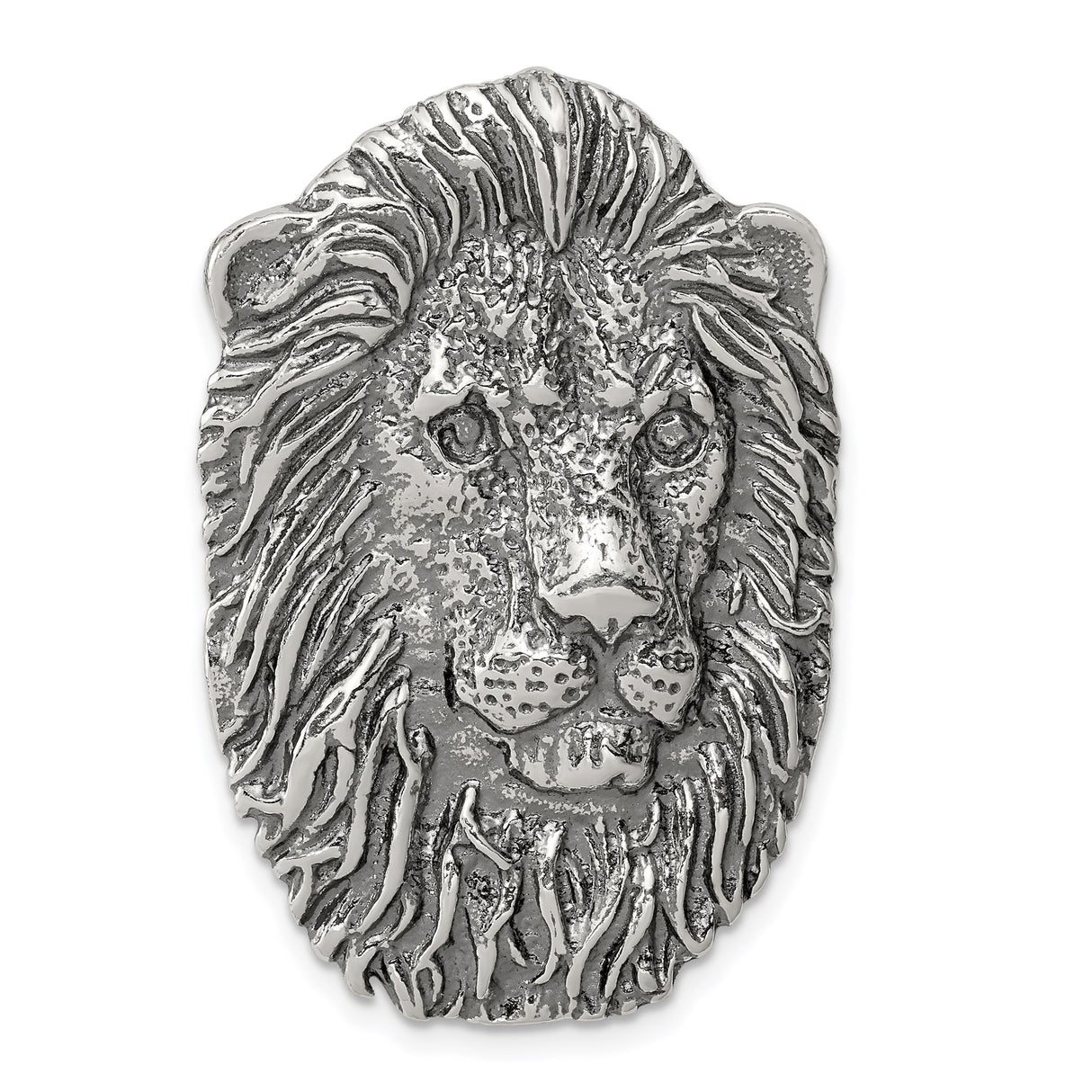 Sterling Silver Lion Head Pendant with Detailed Mane, Symbolizing Strength and Leadership