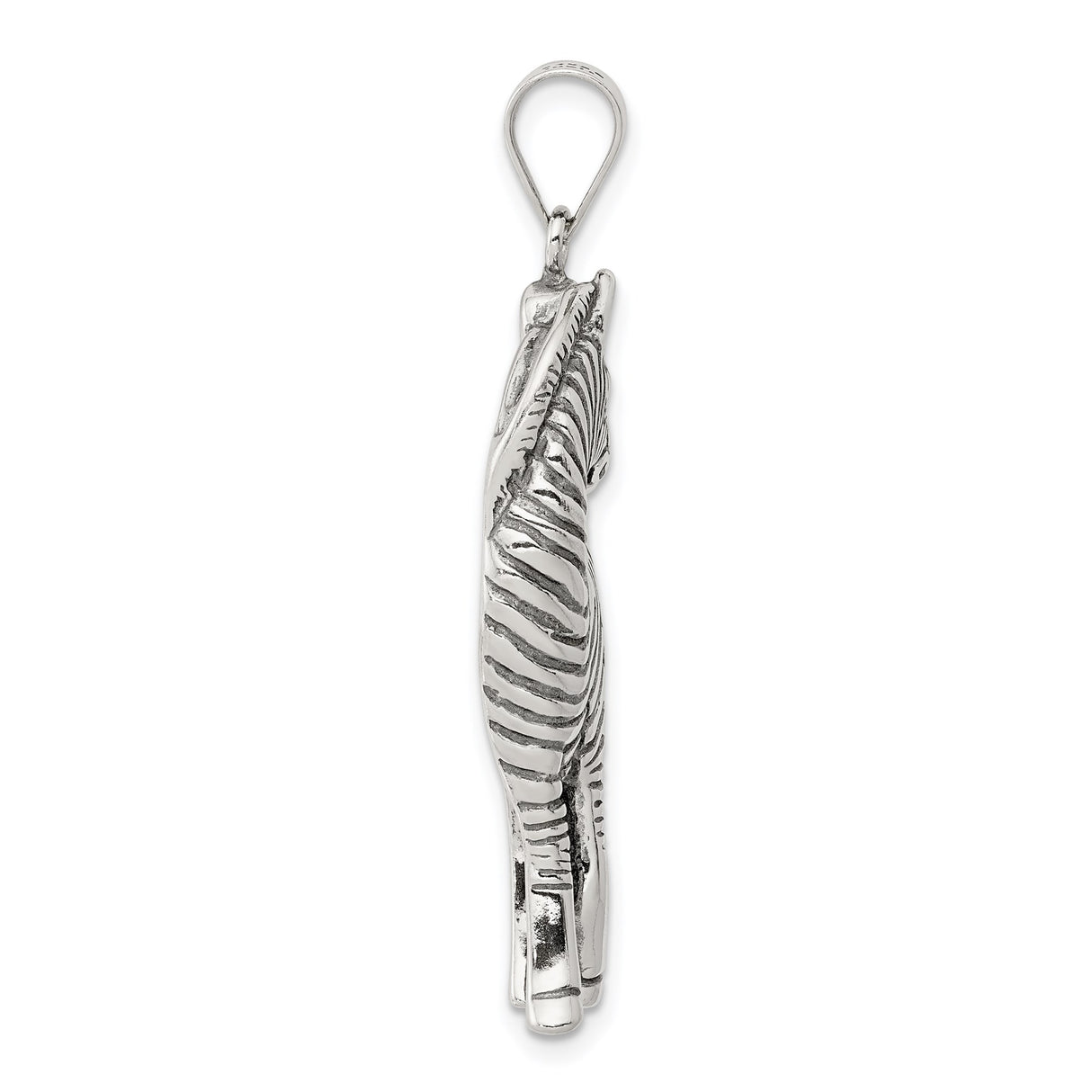Sterling Silver Zebra Pendant with Detailed Stripes and Lifelike Posture for Women