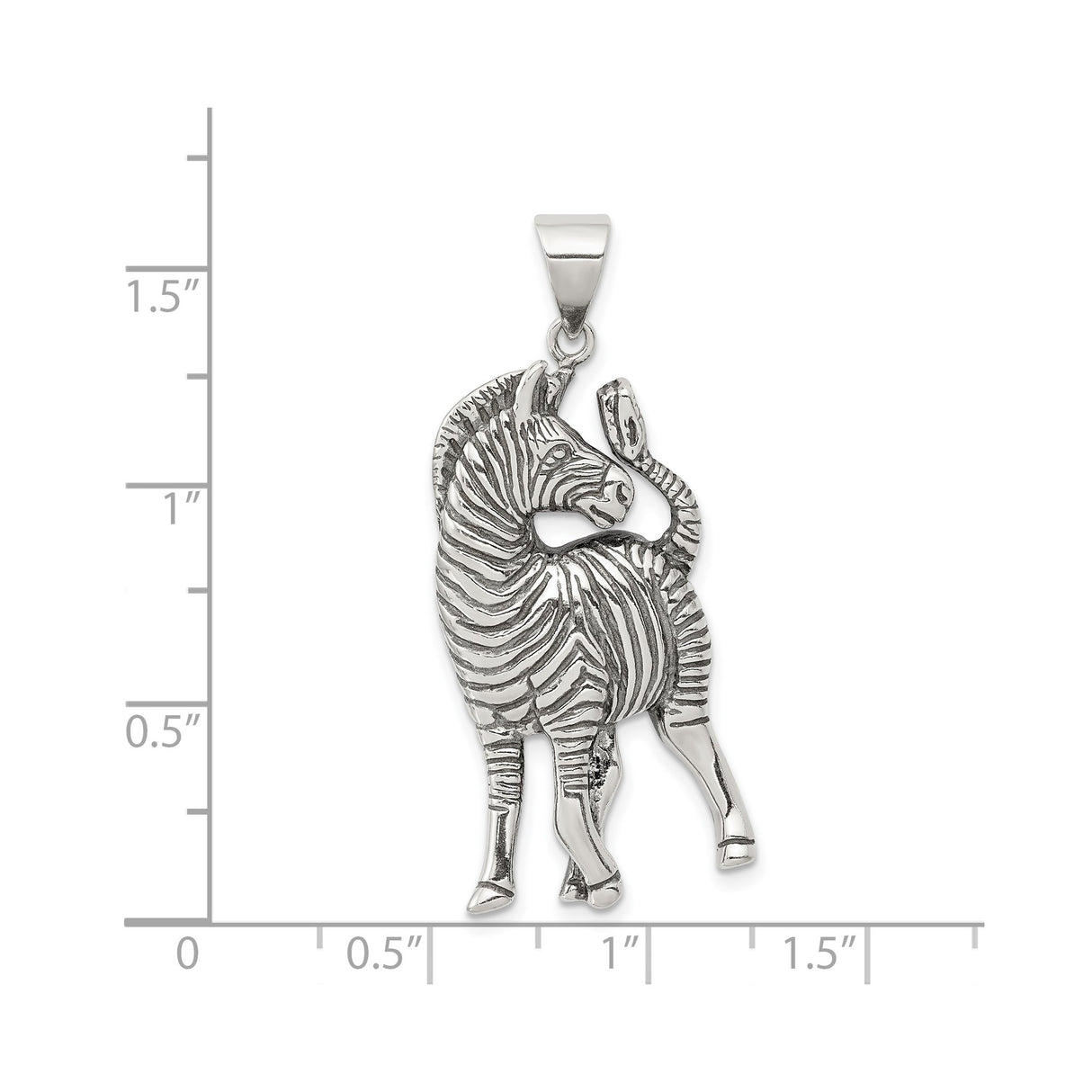 Sterling Silver Zebra Pendant with Detailed Stripes and Lifelike Posture for Women