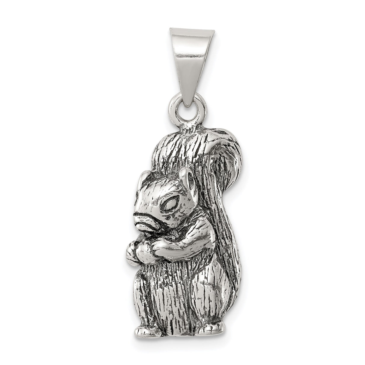 Sterling Silver Squirrel Pendant with Detailed Woodland Animal Design for Women or Unisex