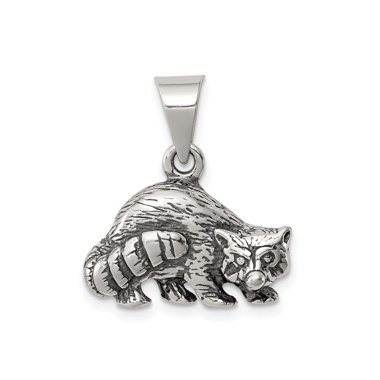 Sterling Silver Raccoon Pendant, Woodland Animal Totem Jewelry, Forest Creature Design for Women