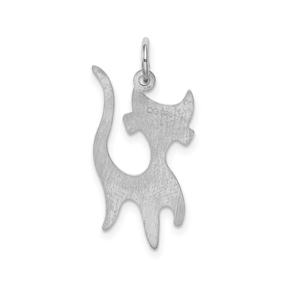 Sterling Silver Cat Pendant with Stylized Feline Design and Raised Tail
