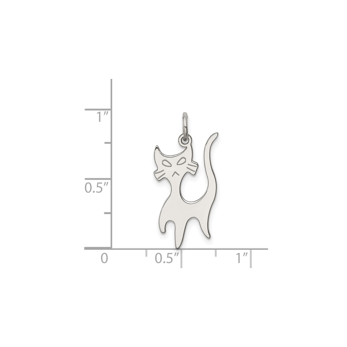 Sterling Silver Cat Pendant with Stylized Feline Design and Raised Tail