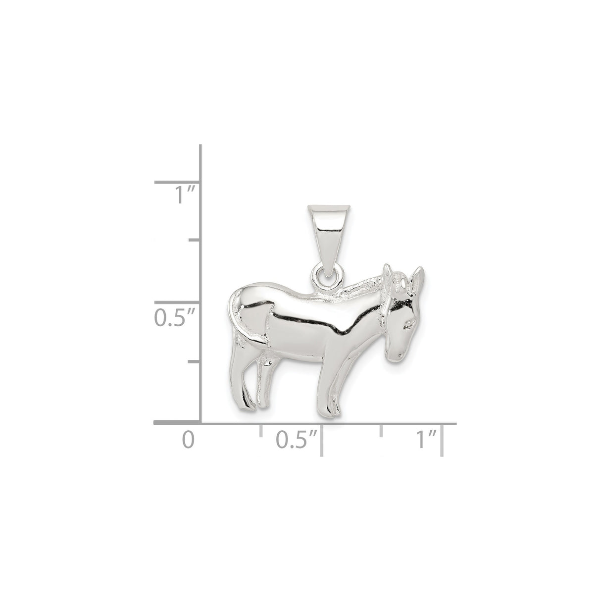Sterling Silver Donkey Pendant, Detailed Animal Charm, Western Farm Theme