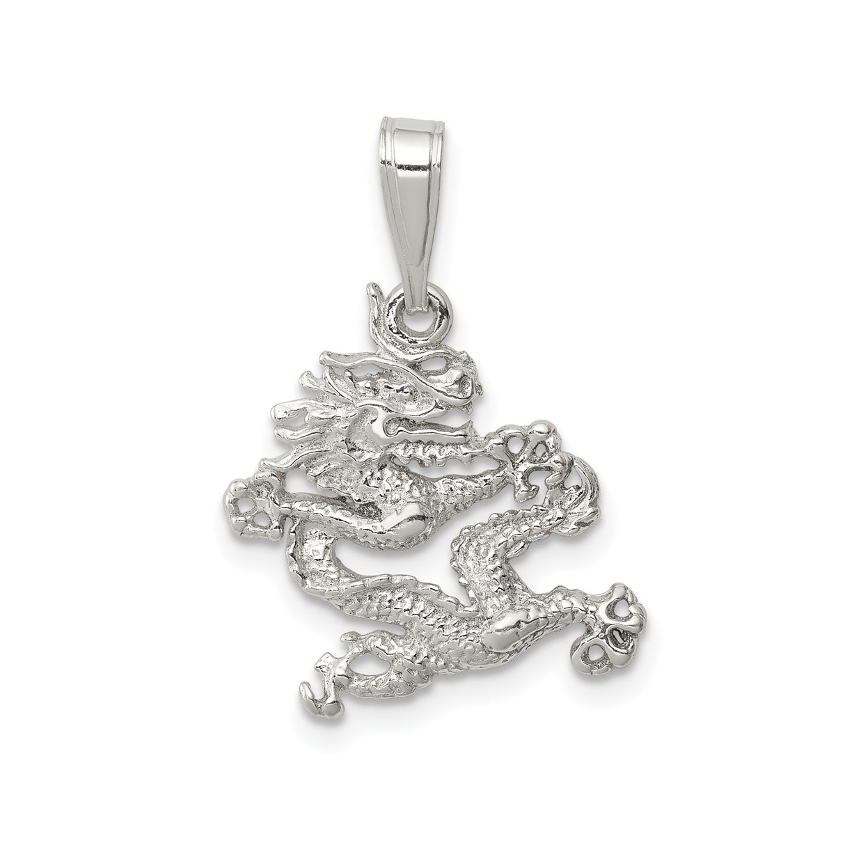 Sterling Silver Dragon Pendant with Chinese Mythical Design for Men and Unisex Wear