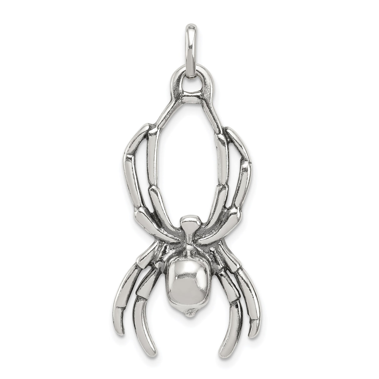 Sterling Silver Spider Pendant, Gothic Creepy Jewelry for Men and Women