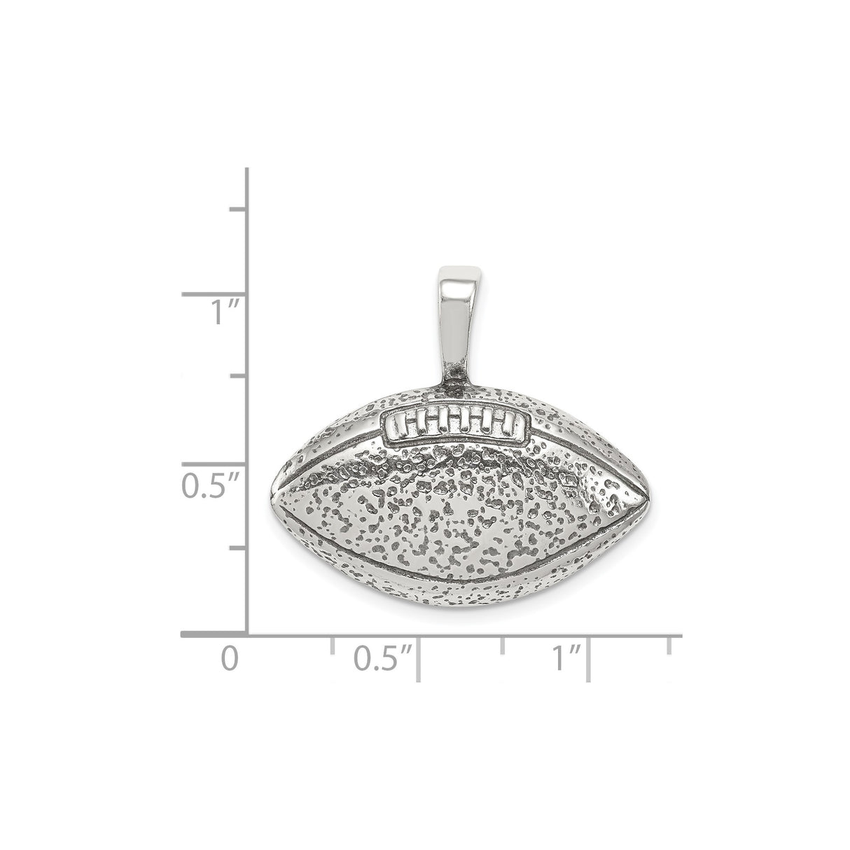 Sterling Silver Football Pendant with Textured Surface and Realistic Laces Detail for Men