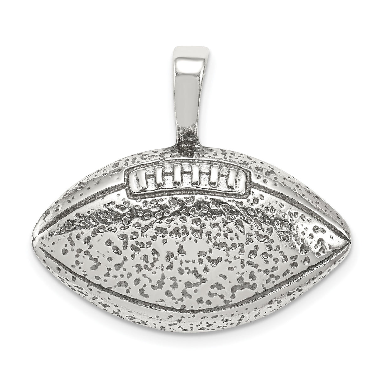 Sterling Silver Football Pendant with Textured Surface and Realistic Laces Detail for Men
