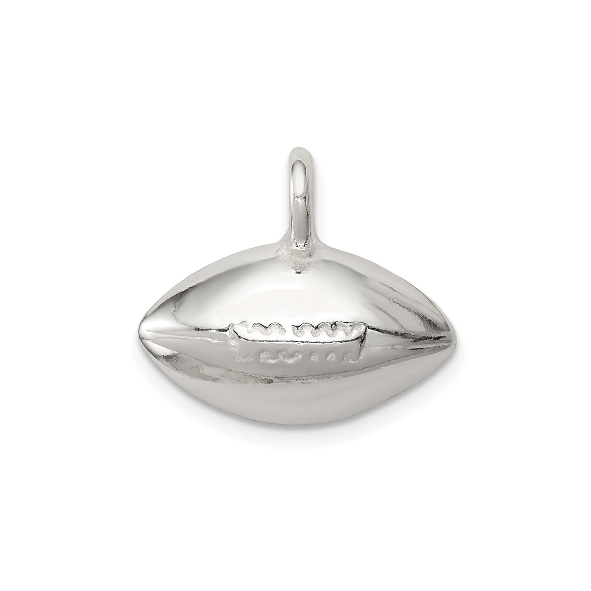 Sterling Silver Football Pendant with Detailed Laces, Oval Sports Charm for Men and Women