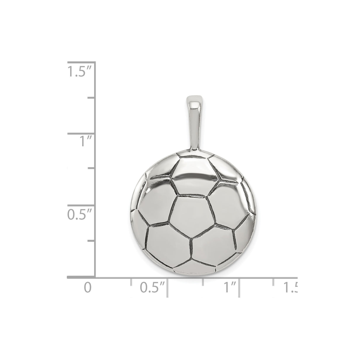 Sterling Silver Soccer Pendant with Hexagon Detailing, Polished Ball Design for Men or Women