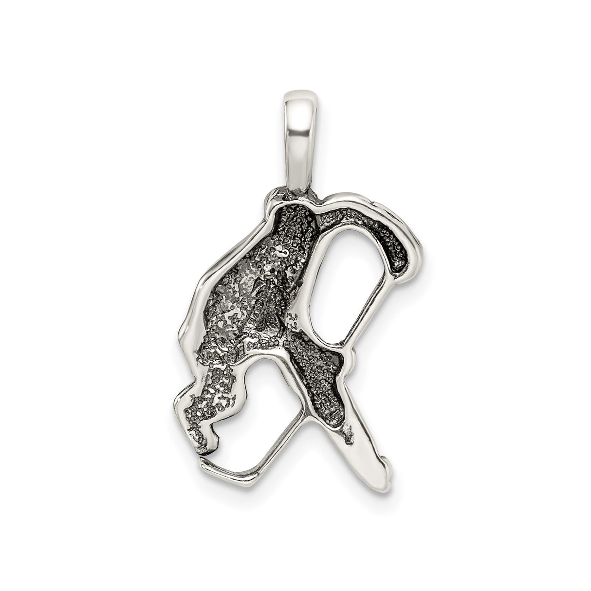 Sterling Silver Hockey Player Pendant with Stick and Gear, Sports Charm for Men or Teens