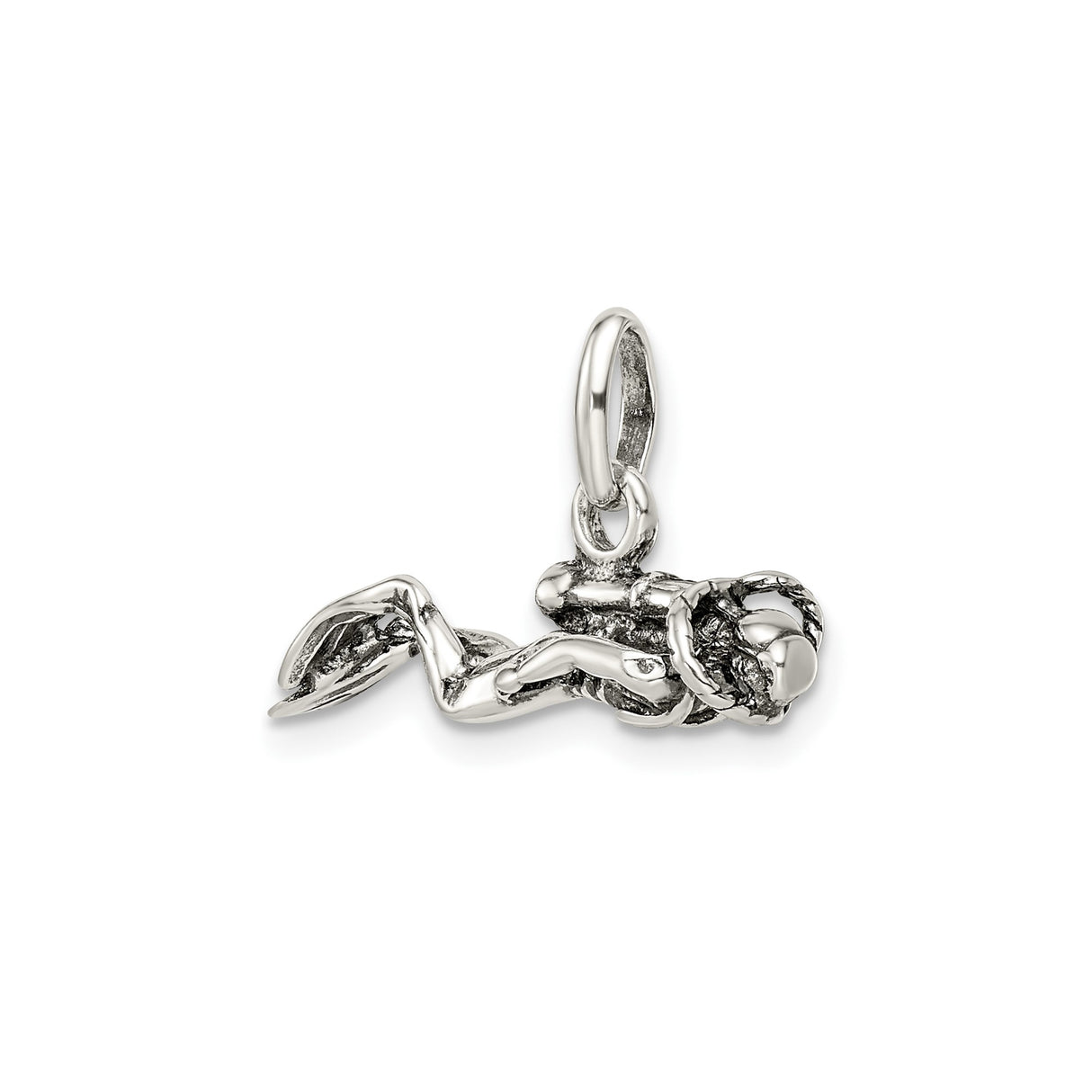 Sterling Silver Scuba Diver Pendant with Fins and Tank, Nautical Ocean Charm for Diving Enthusiasts