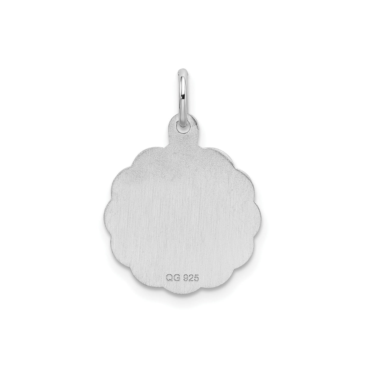 Sterling Silver Initial Pendant, Script Letter A Charm with Scalloped Edge