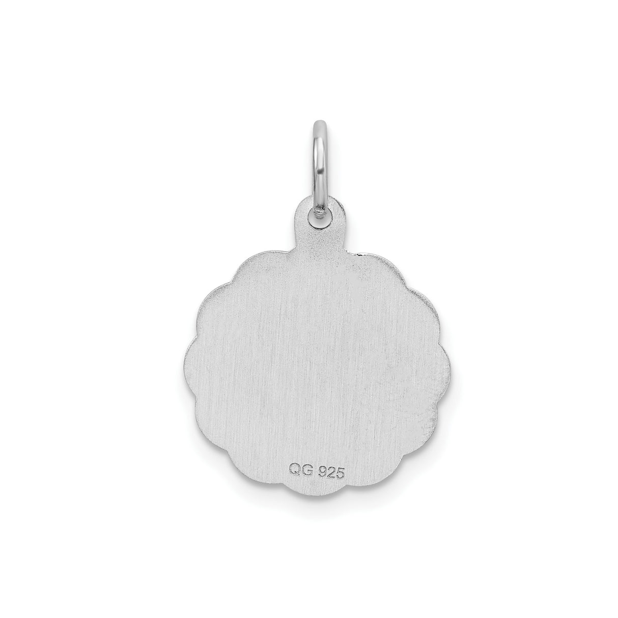 Sterling Silver Pendant with Script Letter E, Scalloped Round Initial Charm for Women