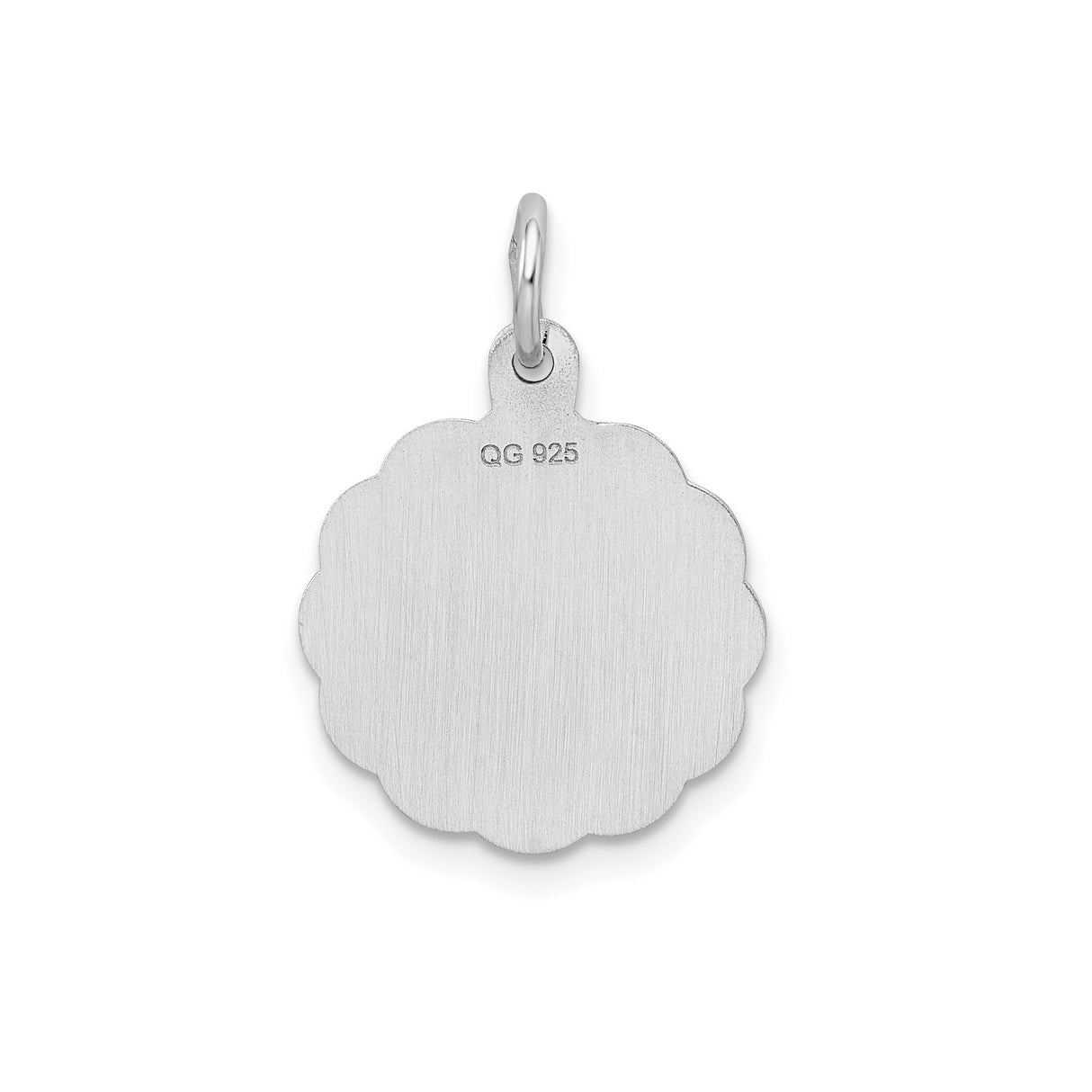 Sterling Silver Script Letter T Pendant with Scalloped Edge Charm for Women or Unisex