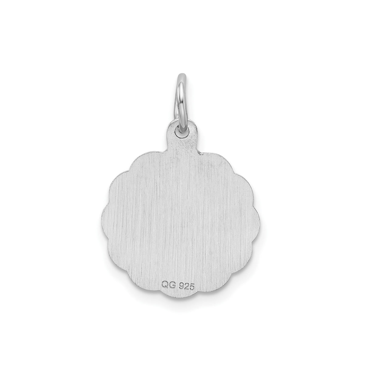 Sterling Silver Pendant with Scalloped Edge and Script Letter W Initial Charm