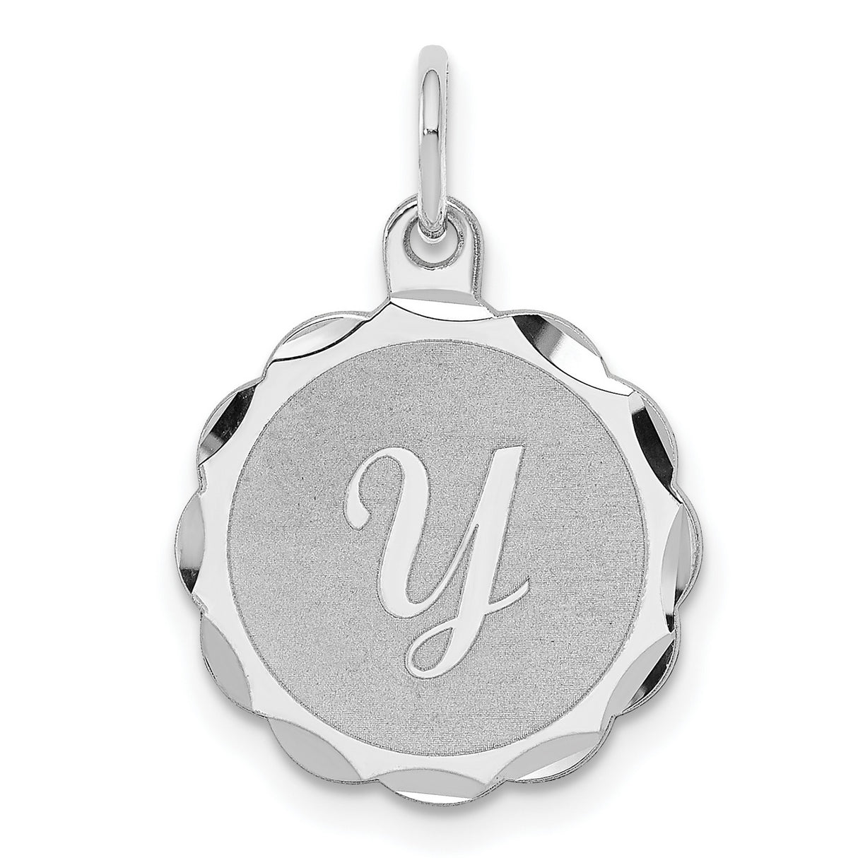 Brocaded Letter Y Initial Charm Pendant in Real 925 Sterling Silver