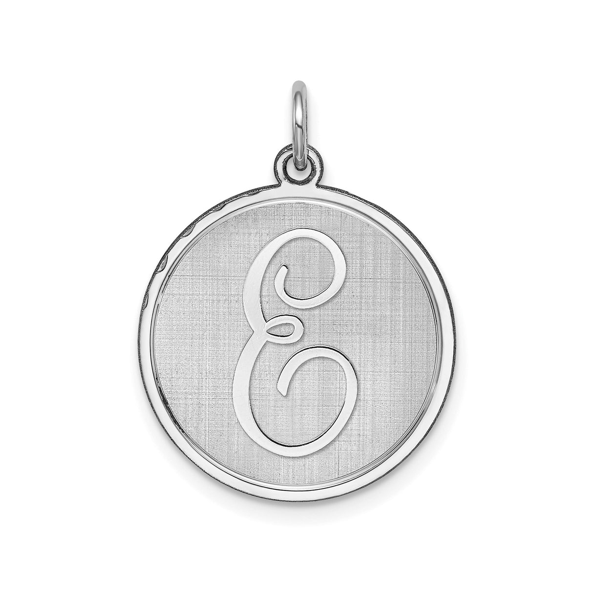 Sterling Silver Initial E Pendant, Round Script Letter Charm for Women and Unisex Wear