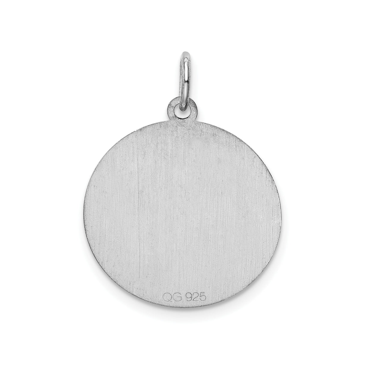 Sterling Silver Initial J Pendant, Script Letter Charm on Textured Disc