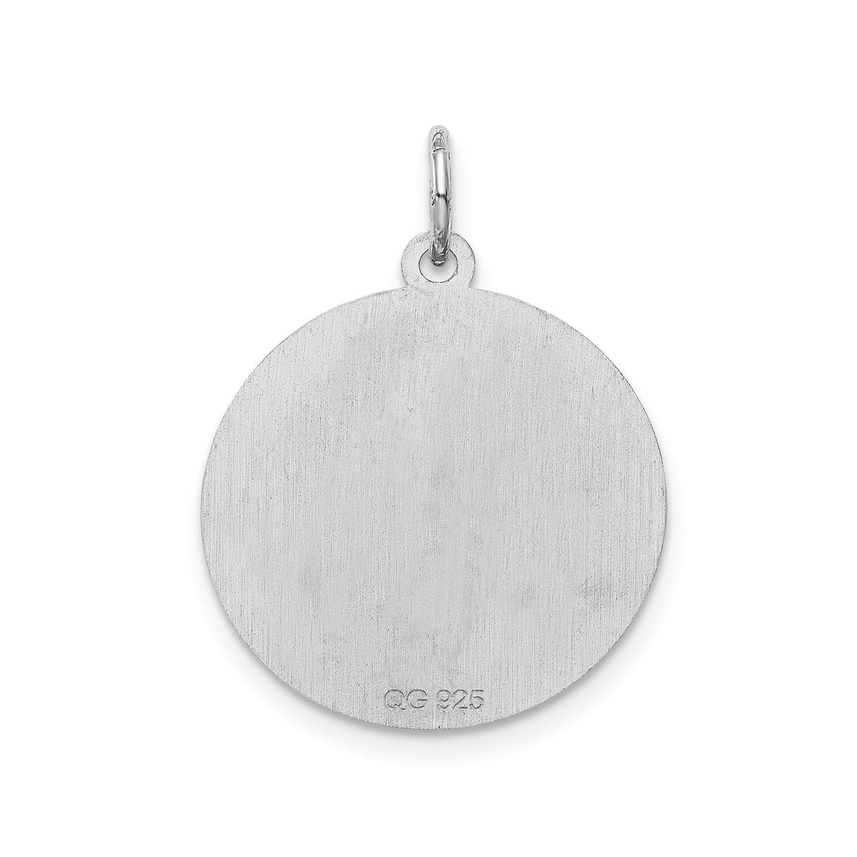 Sterling Silver Initial Pendant, Raised Letter R on Brushed Round Disc