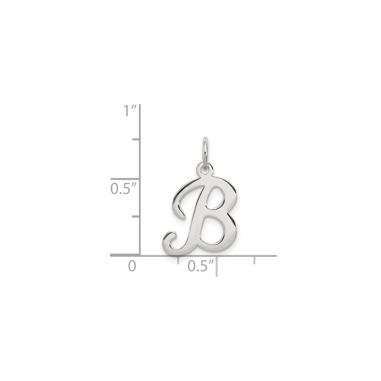 Sterling Silver Initial B Pendant Charm, Cursive Letter Monogram Jewelry for Women or Unisex