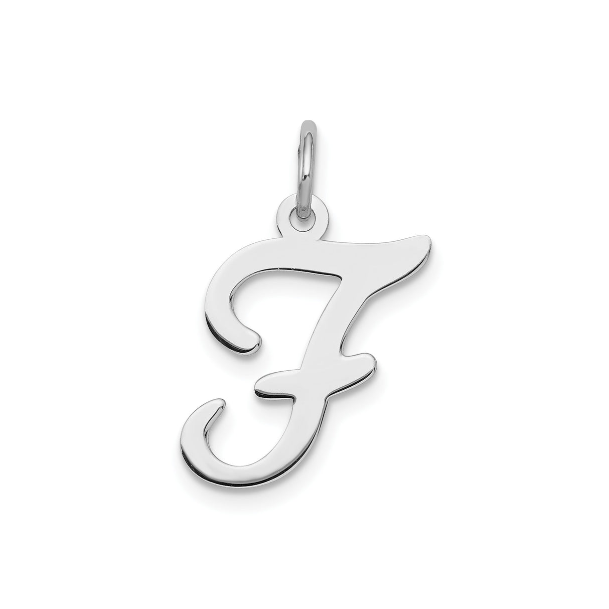 Sterling Silver Script Letter F Pendant Charm, Cursive Alphabet Monogram Jewelry