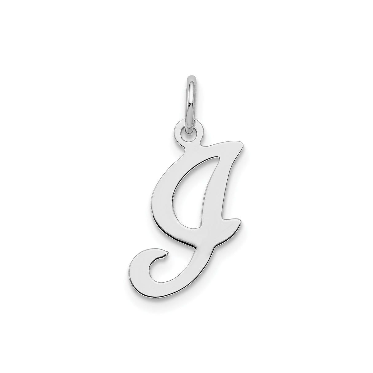 Sterling Silver Initial J Pendant, Polished Script Letter Charm, Minimalist Monogram Jewelry