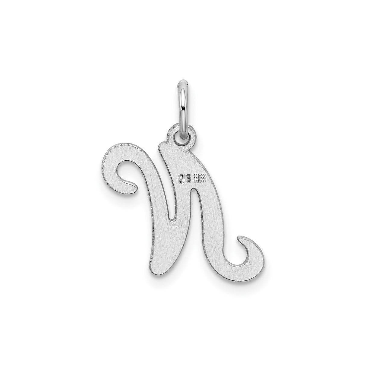 Sterling Silver Initial N Pendant, Polished Cursive Letter Charm for Necklace or Bracelet