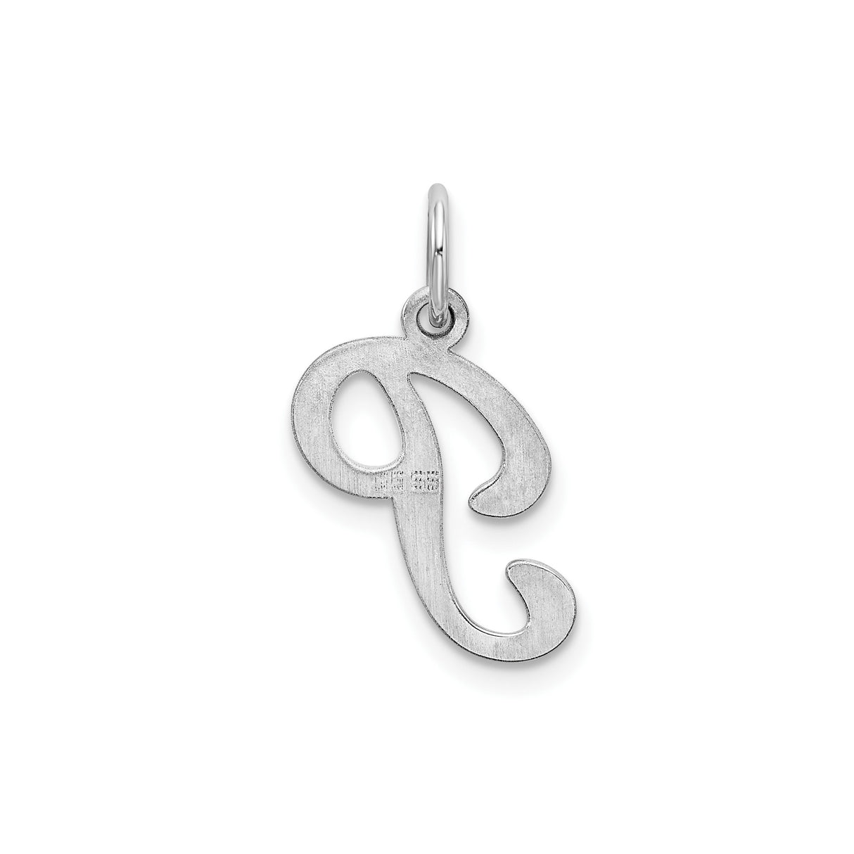 Sterling Silver Pendant Charm with Script Letter P Design, Polished Alphabet Jewelry for Women