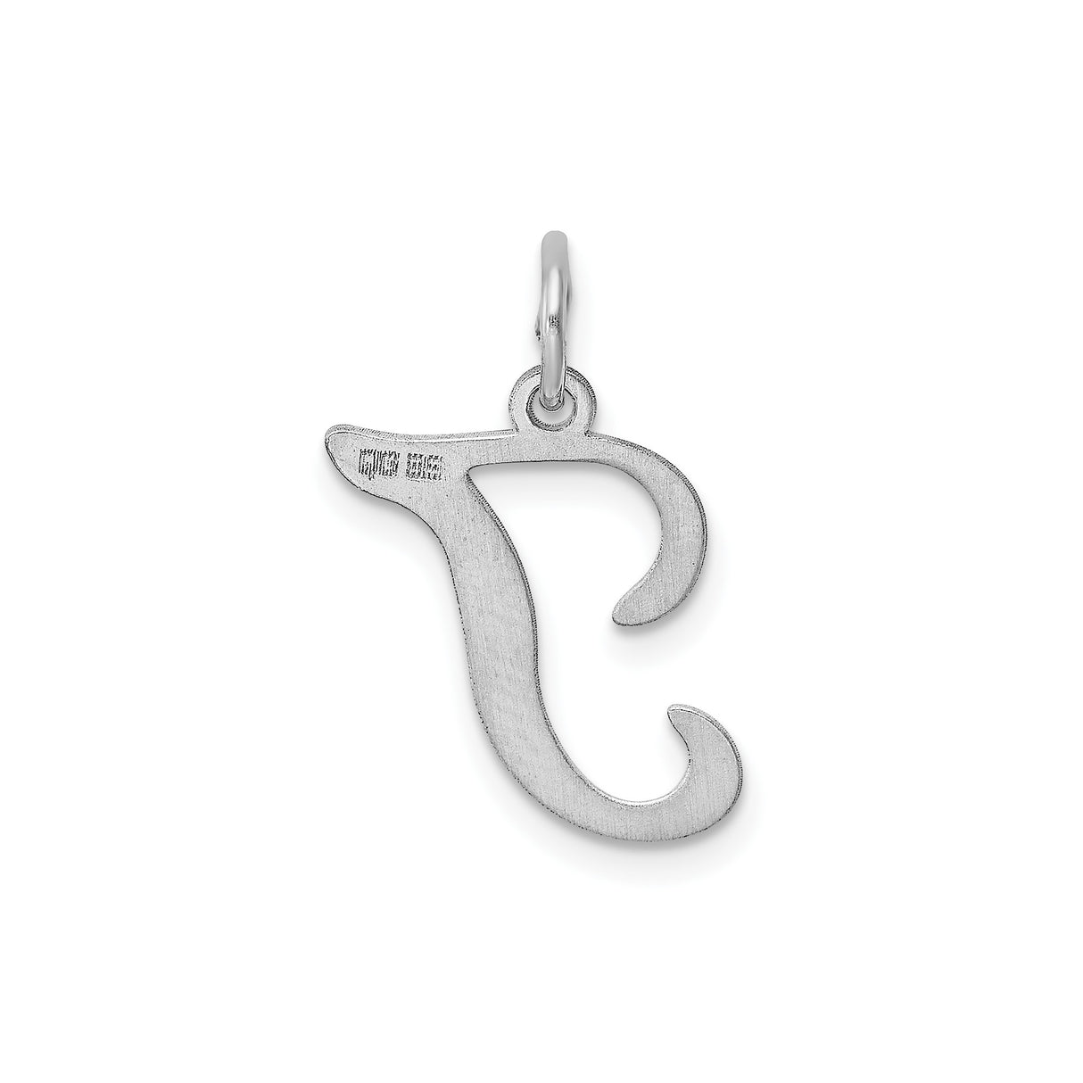 Sterling Silver Initial J Pendant, Cursive Letter Charm with Polished Finish, Unisex or Womens Jewelry