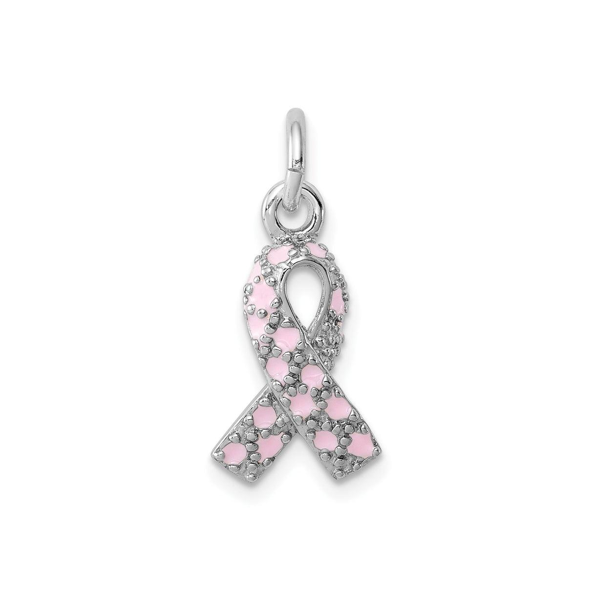 Sterling Silver Pendant, Pink Ribbon Design, Breast Cancer Awareness Theme for Women